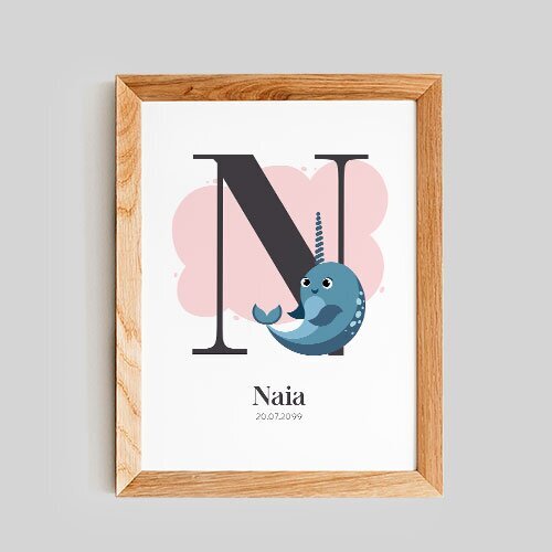 Affiche naissance fille - Lettre N