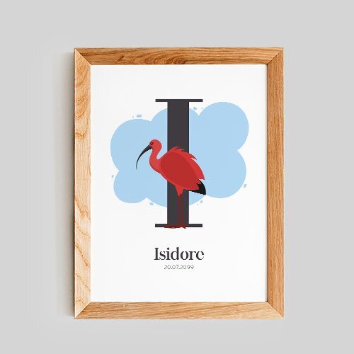 Affiche naissance garçon - Lettre I