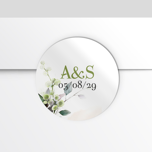 Sticker personnalisé / autocollant personnalisé mariage rond 4cm