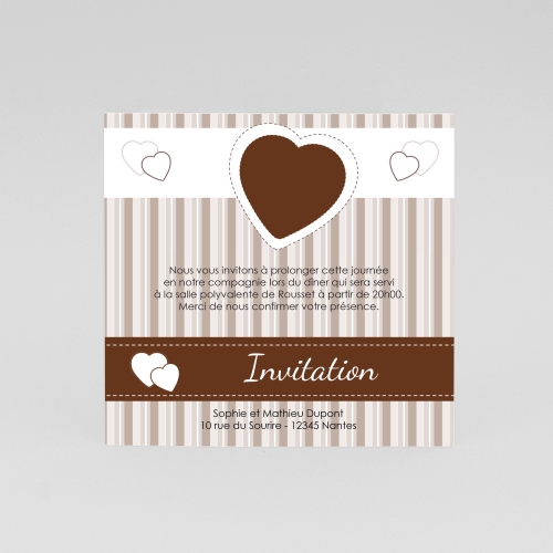 Carte Invitation Mariage Coeur Chocolat Mariage