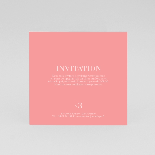 Carte Invitation Mariage - Coeur relief