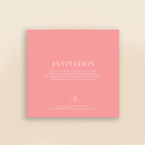 Carte Invitation Mariage - Coeur relief