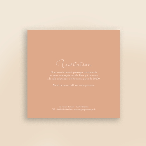 Carte Invitation Mariage - Dessin oriental beige foncé