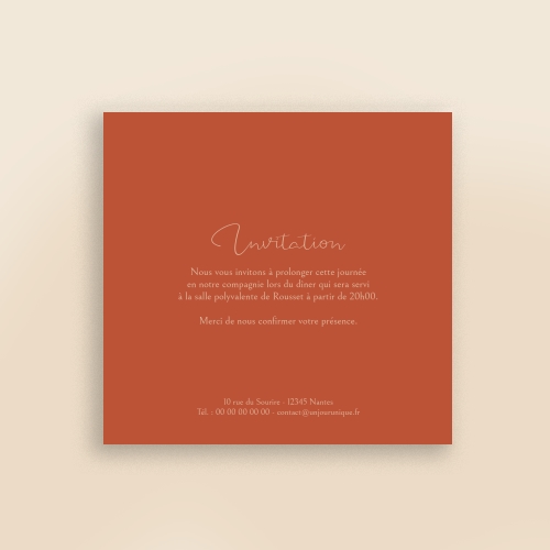 Carte Invitation Mariage - Dessin oriental terracotta foncé