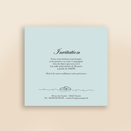 Carte Invitation Mariage - Illustration couple bleu