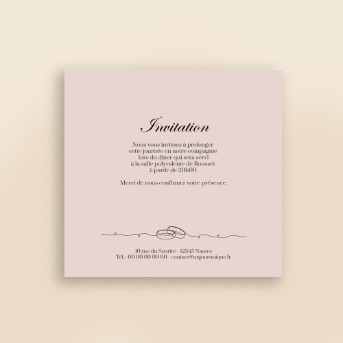 Carte Invitation Mariage - Illustration couple rose