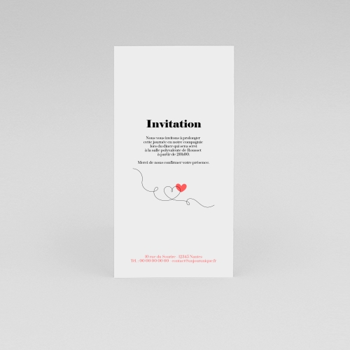 Carte Invitation Mariage - Illustration fine romantique