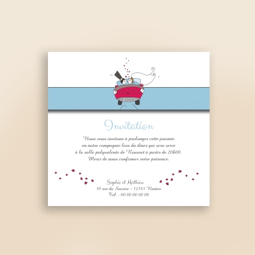 Carte Invitation Mariage Illustration voiture