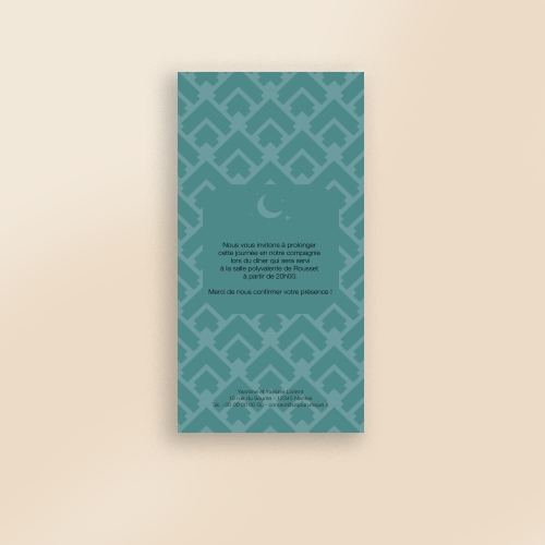 Carte Invitation Mariage - Lune oriental bleu