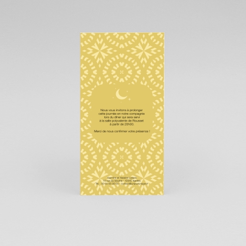 Carte Invitation Mariage - Lune oriental jaune