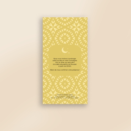 Carte Invitation Mariage - Lune oriental jaune