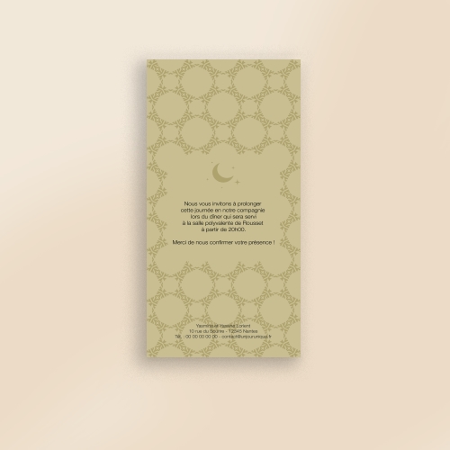 Carte Invitation Mariage - Lune oriental kaki