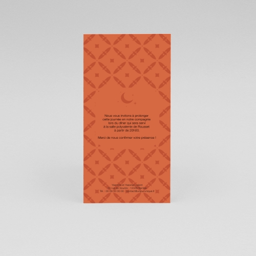Carte Invitation Mariage - Lune oriental orange