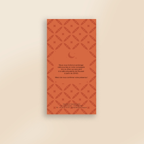 Carte Invitation Mariage - Lune oriental orange