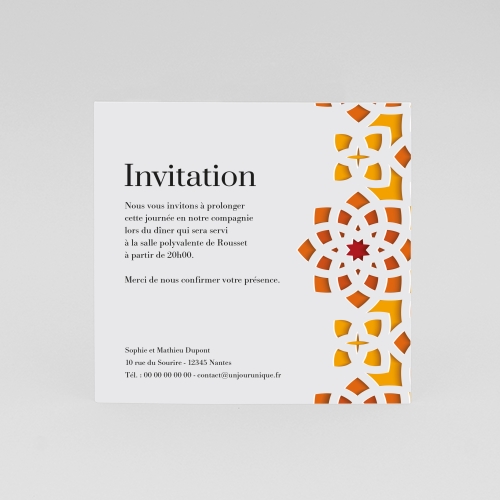 Carte Invitation Mariage - Motifs couleurs