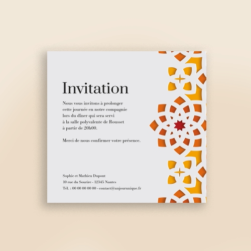 Carte Invitation Mariage - Motifs couleurs