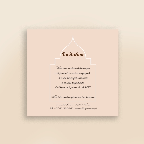 Carte Invitation Mariage - Oriental Dessin