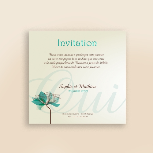 Carte Remerciement Mariage Oui Fleurs de Lys