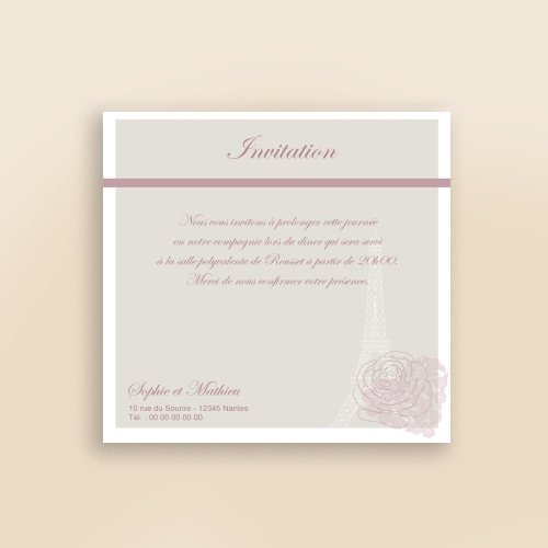 Carte Invitation Mariage Paris in love