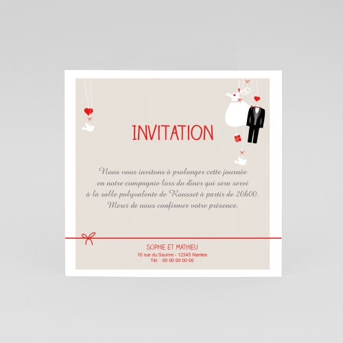 Carte Invitation Mariage Pinces d'amour