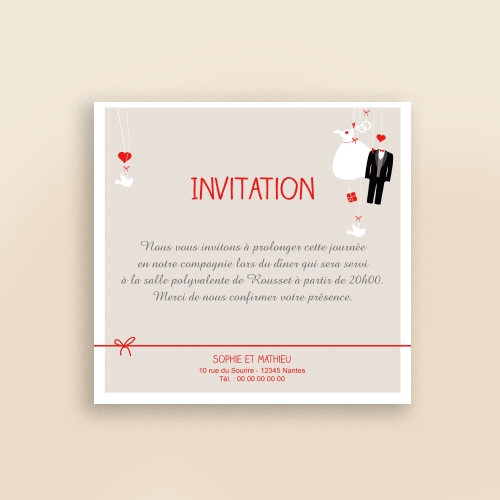 Carte Invitation Mariage Pinces d'amour