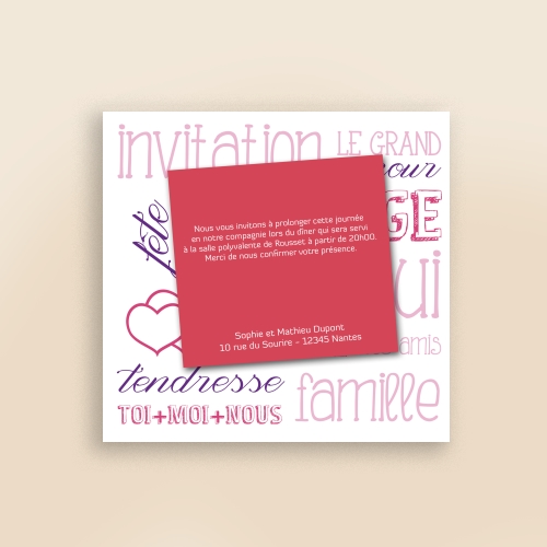 Carte Invitation Mariage Quelques mots d'amours ...