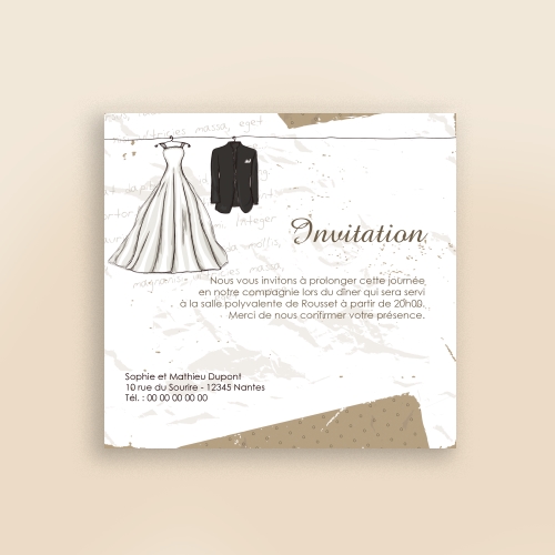 Carte Invitation Mariage Robe et Costume