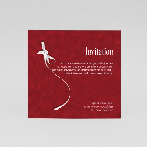 Carte Invitation Mariage Ruban coeur