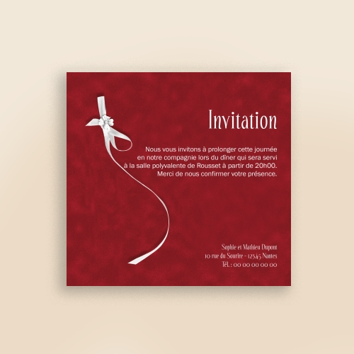 Carte Invitation Mariage Ruban coeur