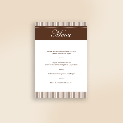 Carte Menu Mariage Coeur Chocolat Mariage