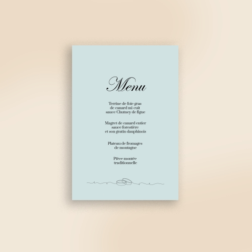 Carte Menu Mariage - Illustration couple bleu