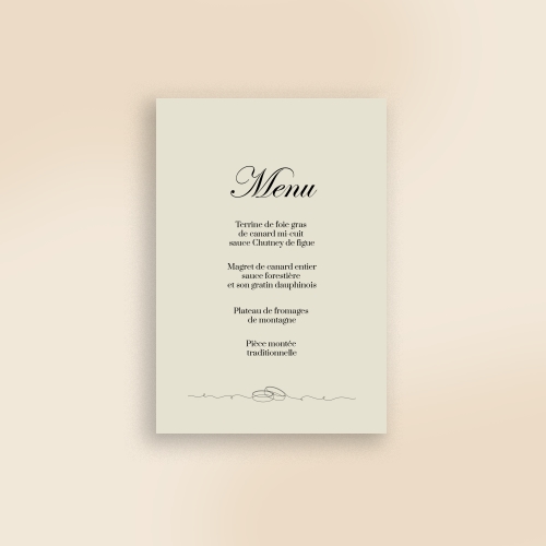 Carte Menu Mariage - Illustration couple vert