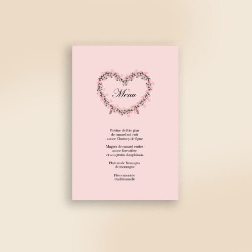 Carte Menu Mariage - Illustration orientale