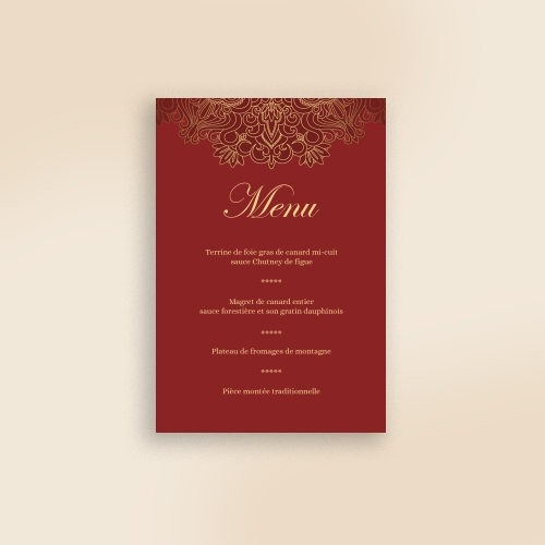 Carte Menu Mariage Orient 02 - Faire part Oriental