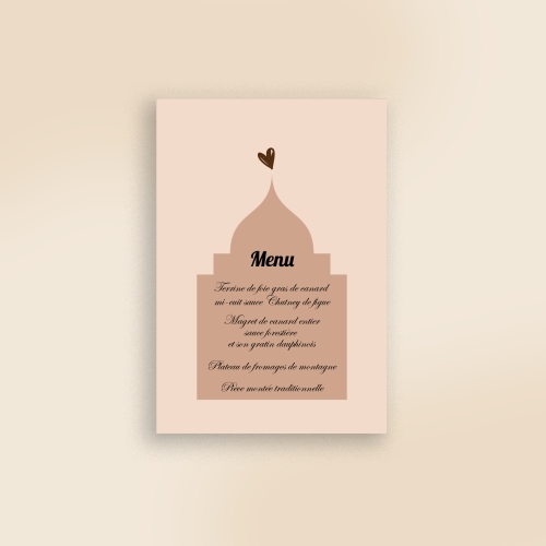 Carte Menu Mariage - Oriental dessin