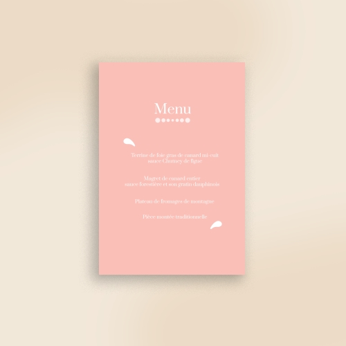 Carte Menu Mariage - Oriental poudré