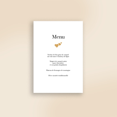 Carte Menu Mariage - Oriental simple