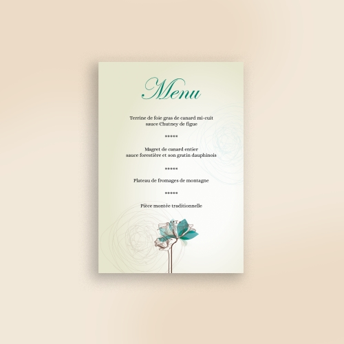 Carte Menu Mariage Oui Fleurs de Lys