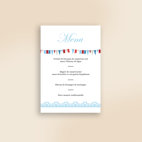 Carte Menu Mariage Princesse et Chevalier