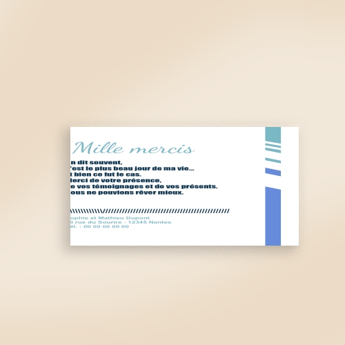 Carte Remerciement Mariage Air invitation - Sans Photo