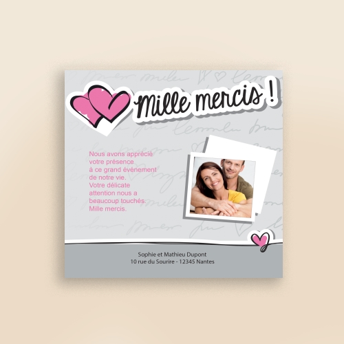 Carte Remerciement Mariage C'est officiel ... ! - Avec Photo
