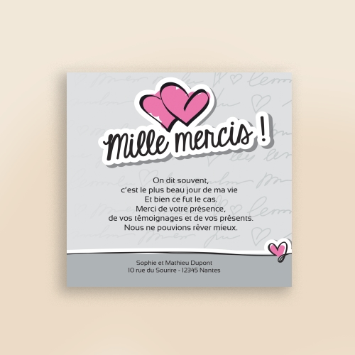 Carte Remerciement Mariage C'est officiel ... ! - Sans Photo