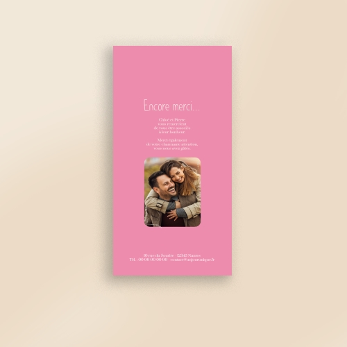 Carte Remerciement Mariage - Cadre romantique