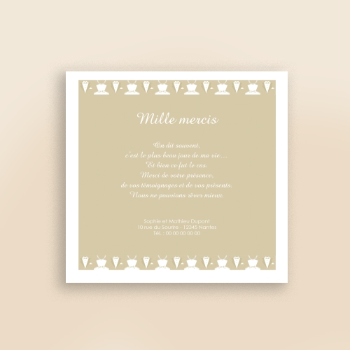 Carte Remerciement Mariage Costume Chic - Sans Photo