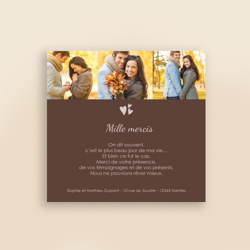 Carte Remerciement Mariage Damiers - Avec Photo