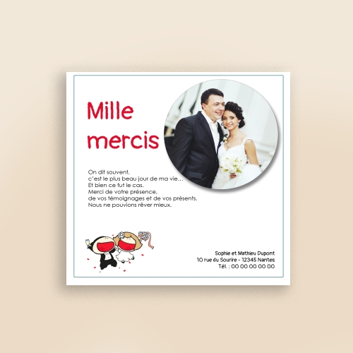 Carte Remerciement Mariage Humour Champagne - Avec Photo