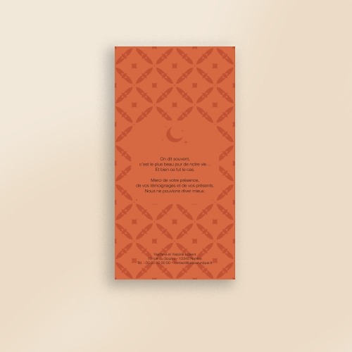 Carte Remerciement Mariage - Lune oriental orange