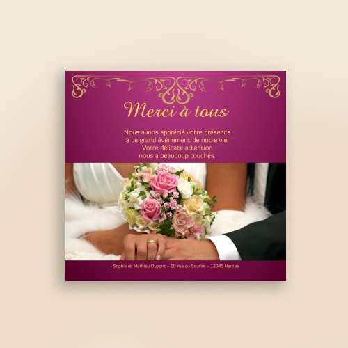 Carte Remerciement Mariage Mariage Oriental - Avec Photo