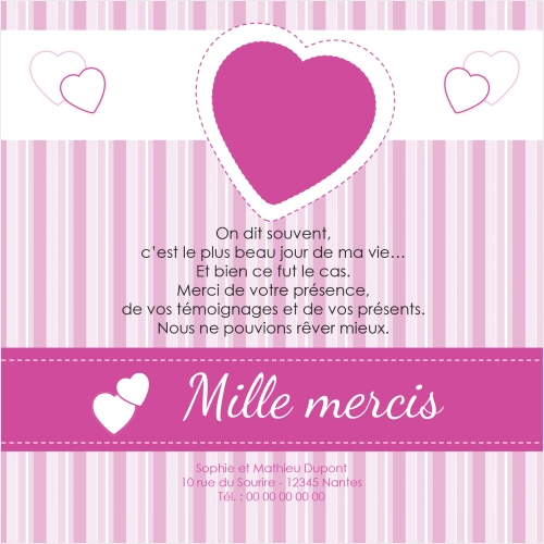 Coeur Rose Faire-Part Simple - Sans Photo miniature 2