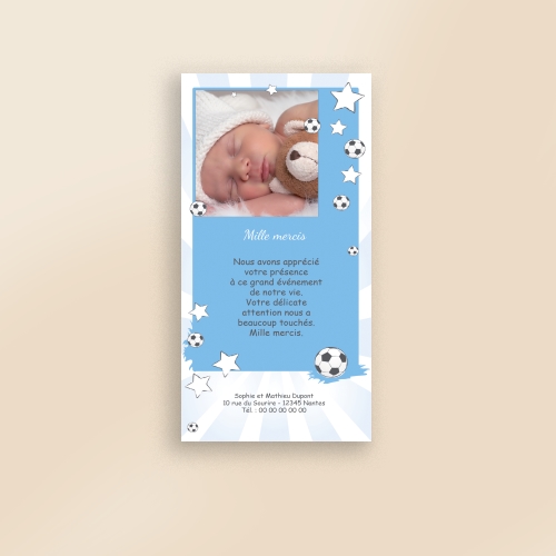 Carte Remerciement Naissance Foot Faire-Part Sportif - Avec Photo